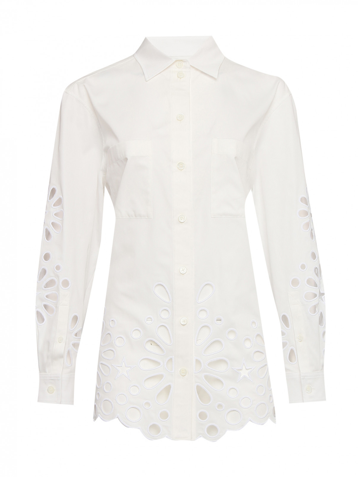 Рубашка из хлопка с карманами Burberry  –  Общий вид  – Цвет:  Белый