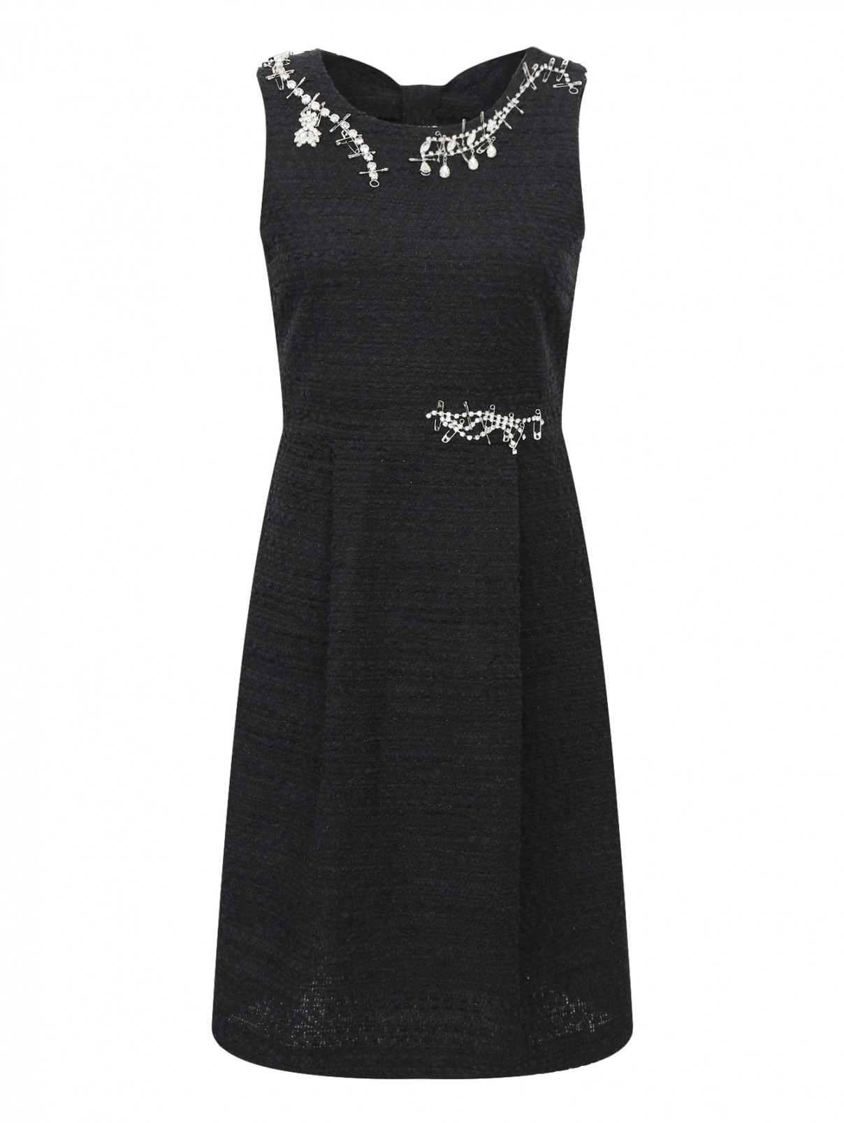Платье футляр декорированное кристаллами Moschino Boutique  –  Общий вид  – Цвет:  Черный