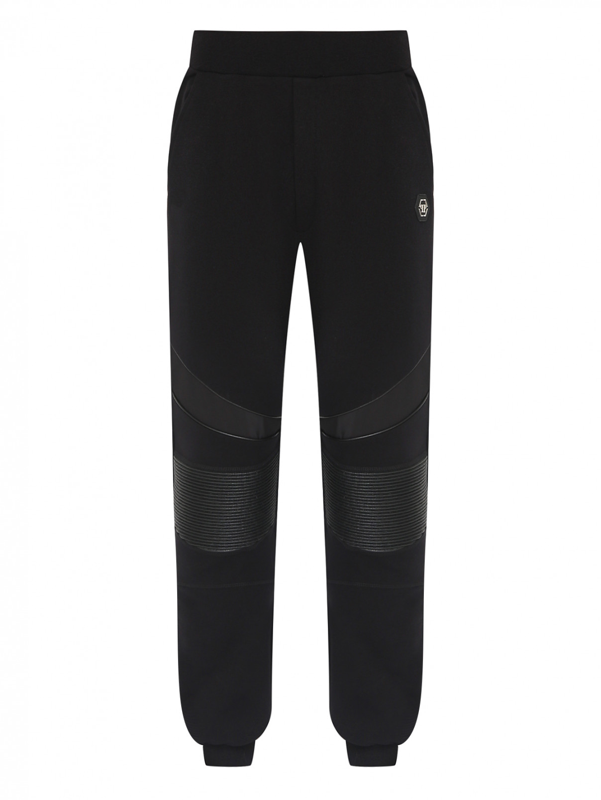 Трикотажные брюки со вставками Philipp Plein  –  Общий вид  – Цвет:  Черный