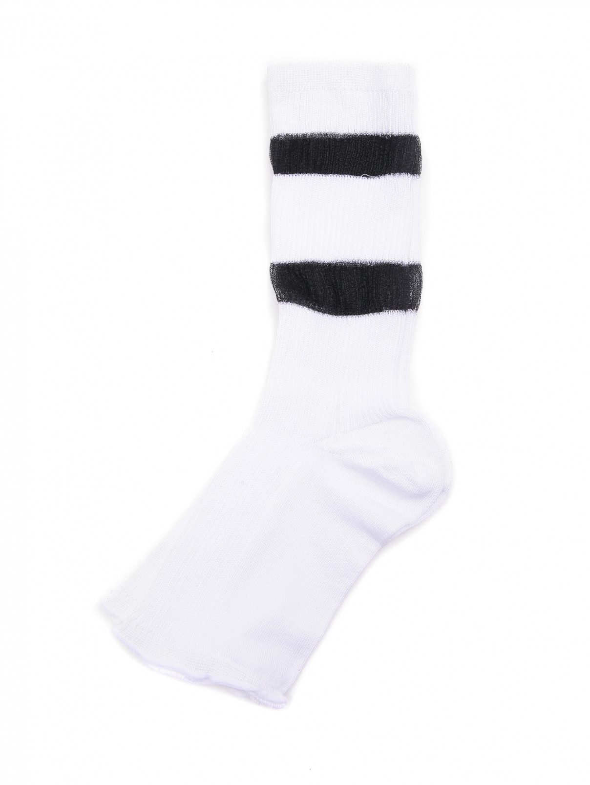 Носки из хлопка с контрастной полоской Marina Rinaldi  –  Общий вид  – Цвет:  Белый
