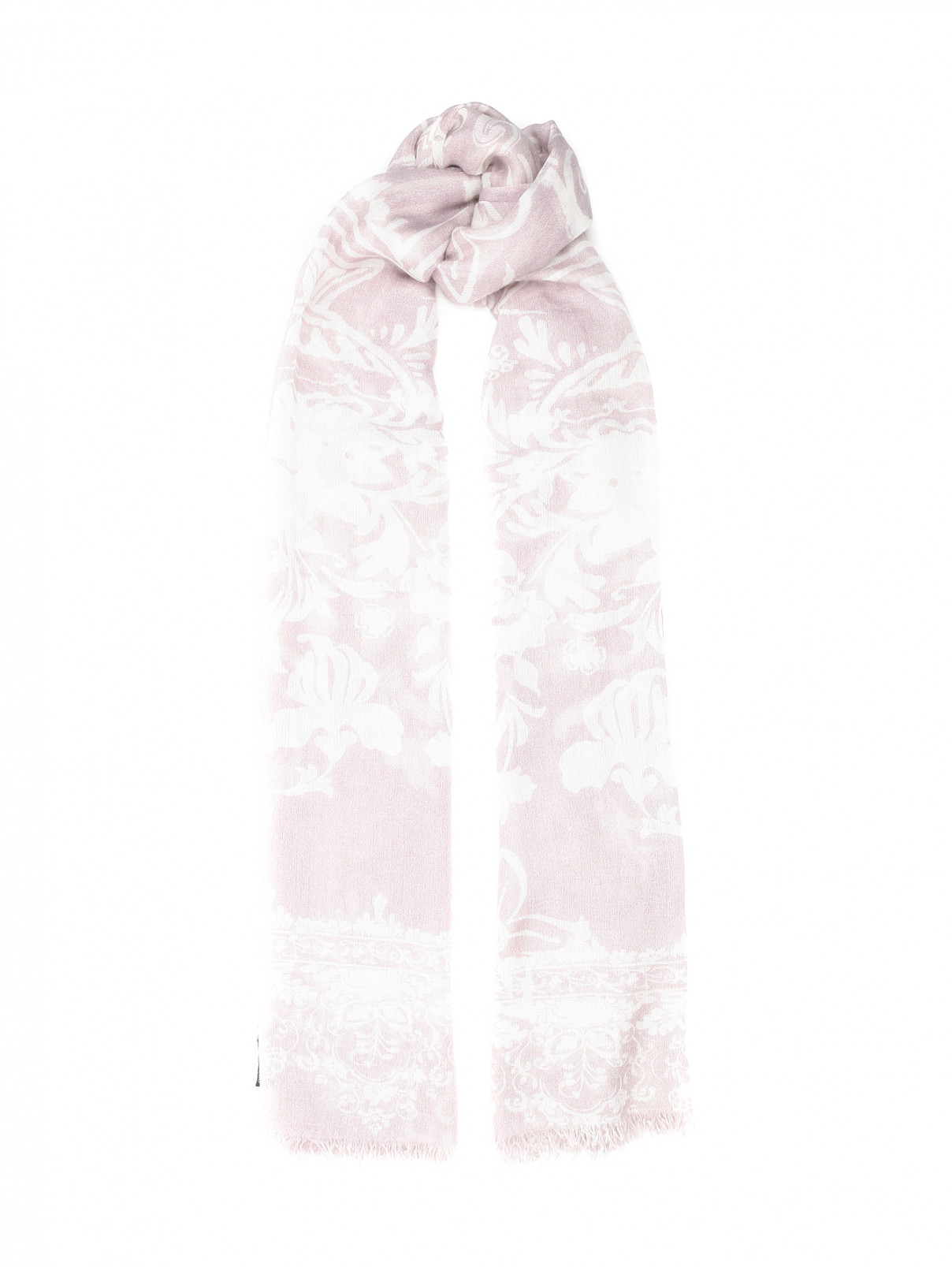 Платок из шелка с цветочным узором Alberotanza  –  Общий вид  – Цвет:  Фиолетовый