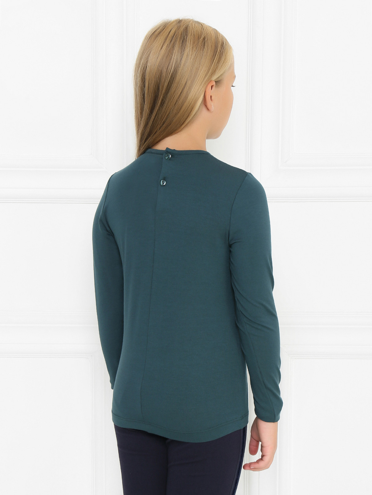 Блуза трикотажная с оборками Aletta Couture  –  МодельВерхНиз1  – Цвет:  Зеленый