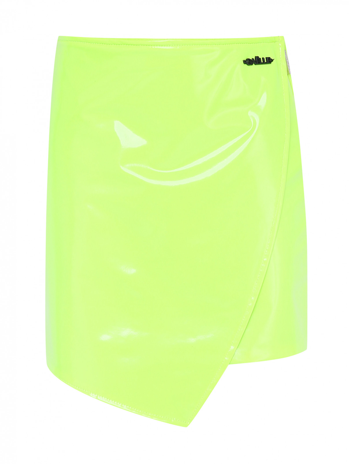 Лаковая мини-юбка с запахом Gaelle  –  Общий вид  – Цвет:  Зеленый