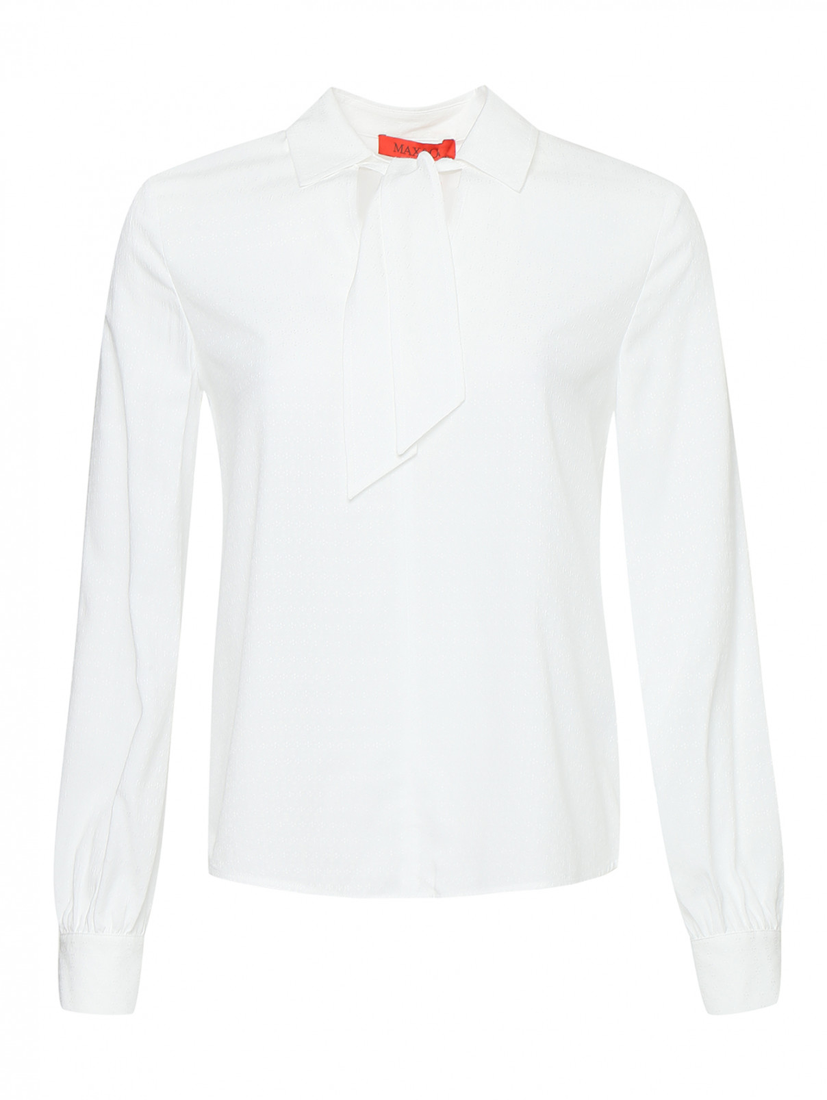 Блуза из вискозы с воротником-бантом Max&Co  –  Общий вид  – Цвет:  Белый