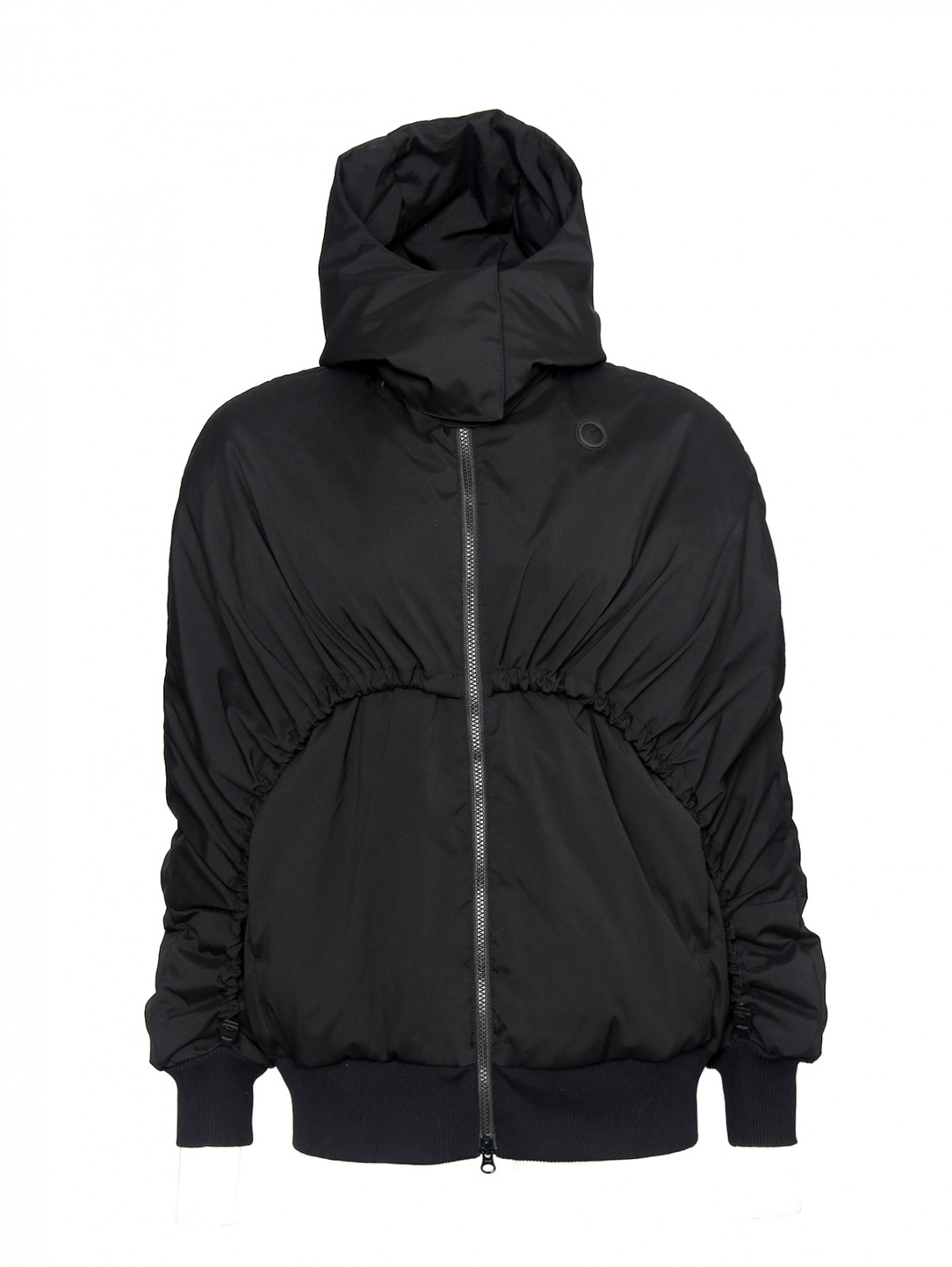 Куртка на молнии с декоративной сборкой Y-3  –  Общий вид  – Цвет:  Черный