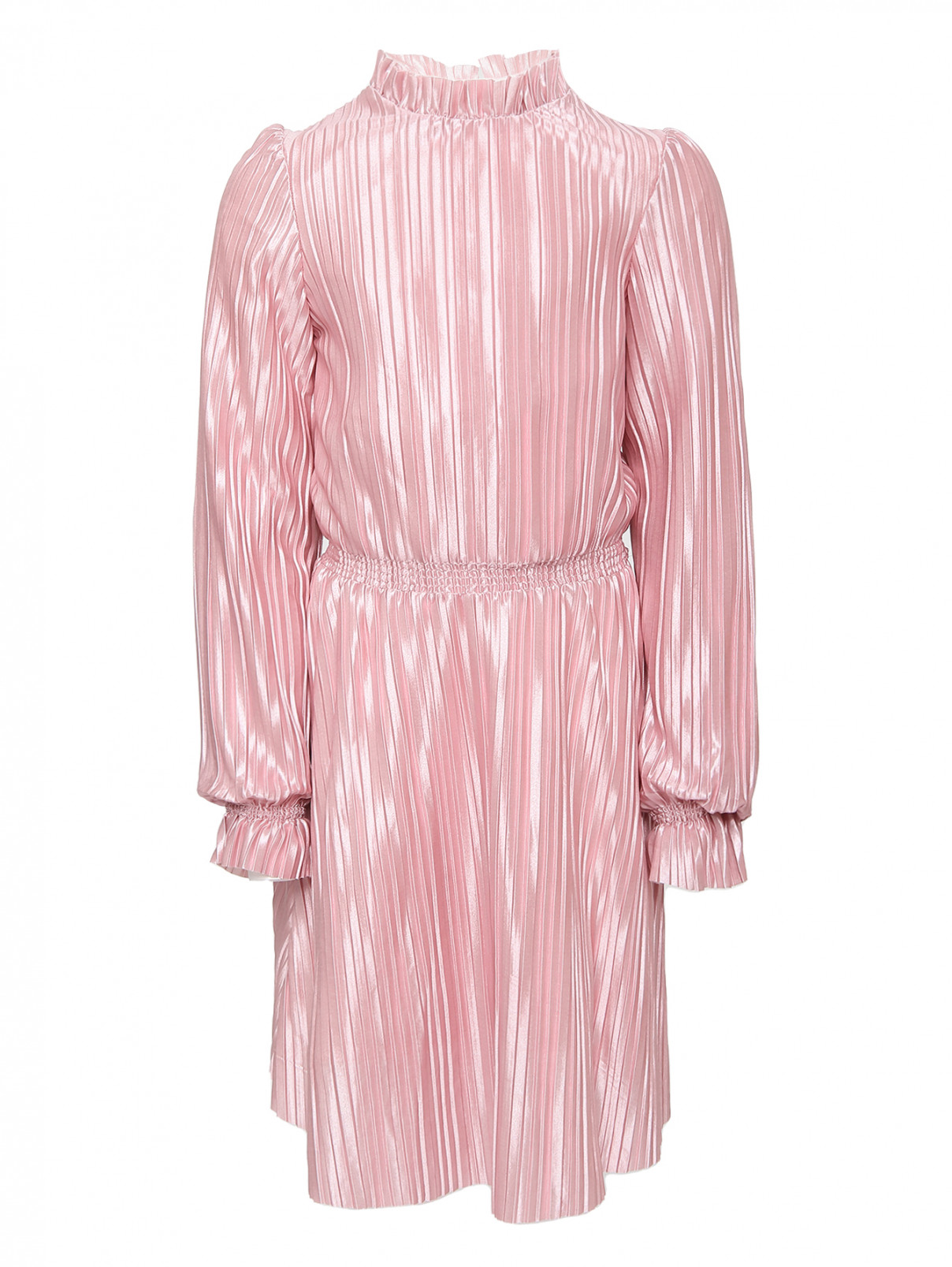Платье-гофре с длинным рукавом PINKO  –  Общий вид  – Цвет:  Розовый