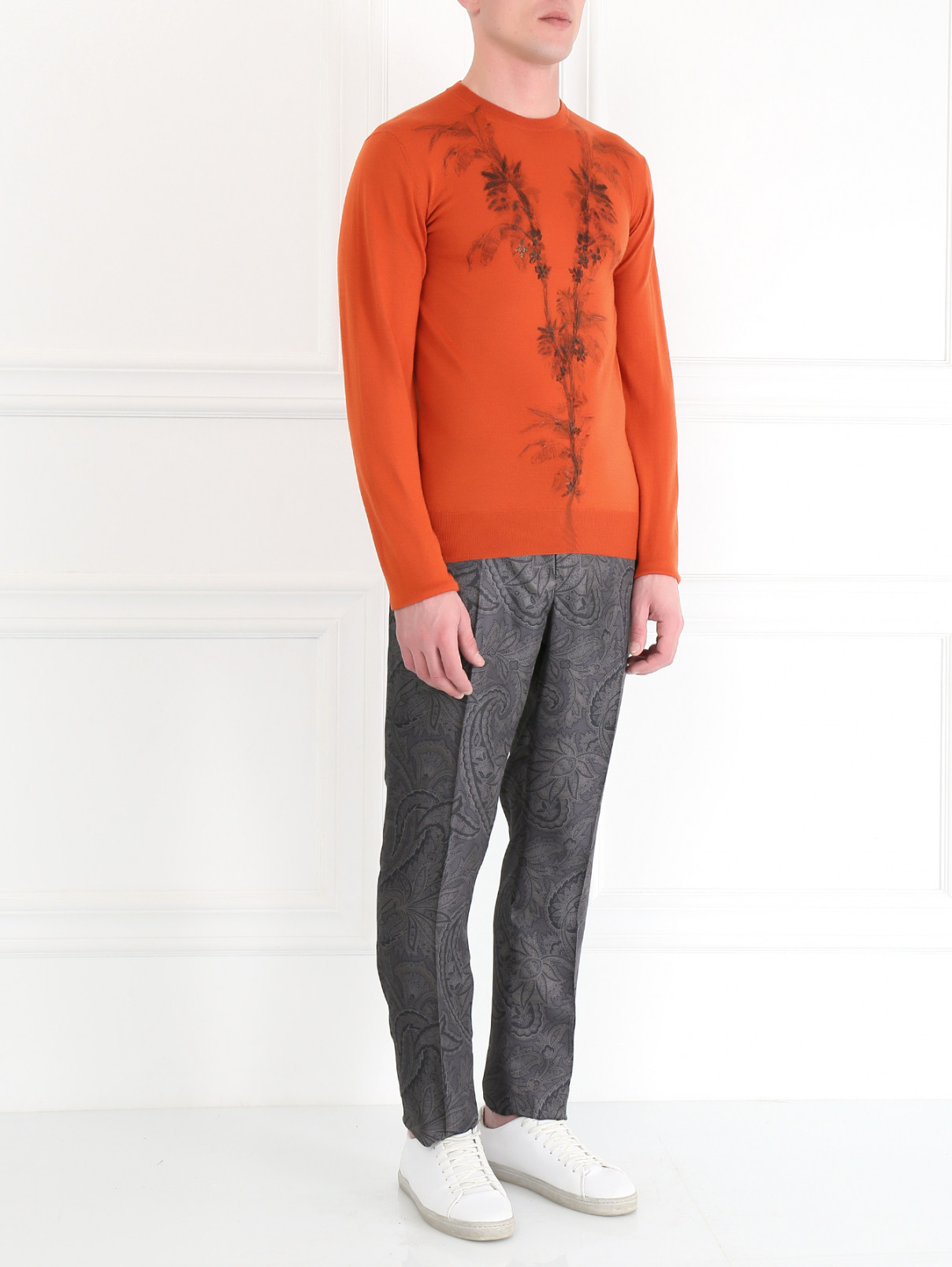 Джемпер из шерсти и шелка с принтом Etro  –  Модель Общий вид  – Цвет:  Оранжевый