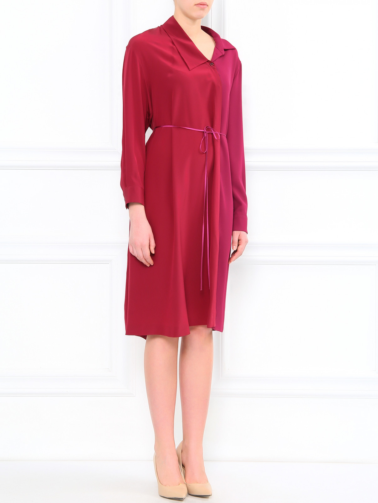 Платье из шелка на пуговицах Maison Margiela  –  Модель Общий вид  – Цвет:  Фиолетовый