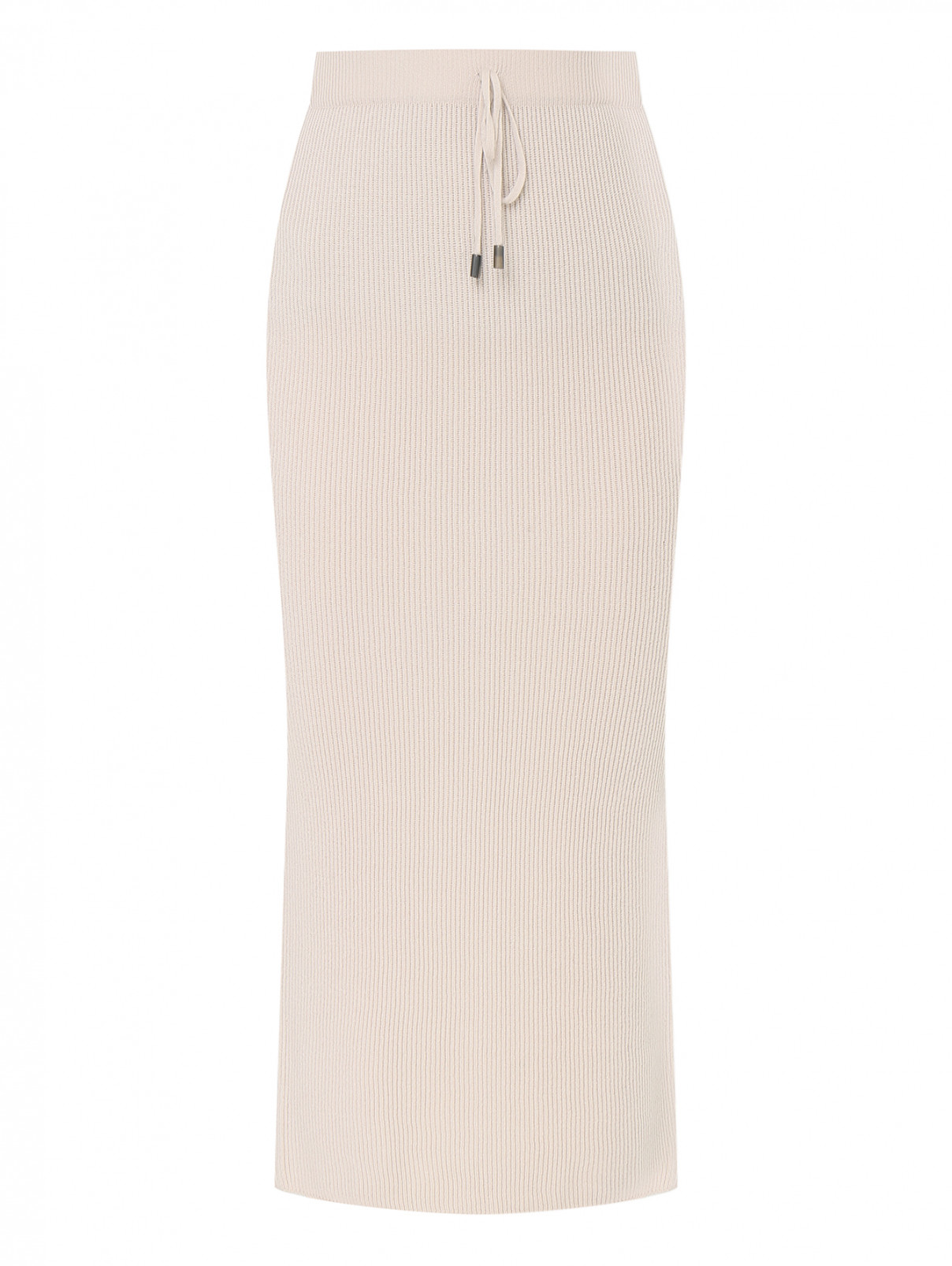 Трикотажная юбка в рубчик Bruno Manetti  –  Общий вид  – Цвет:  Бежевый