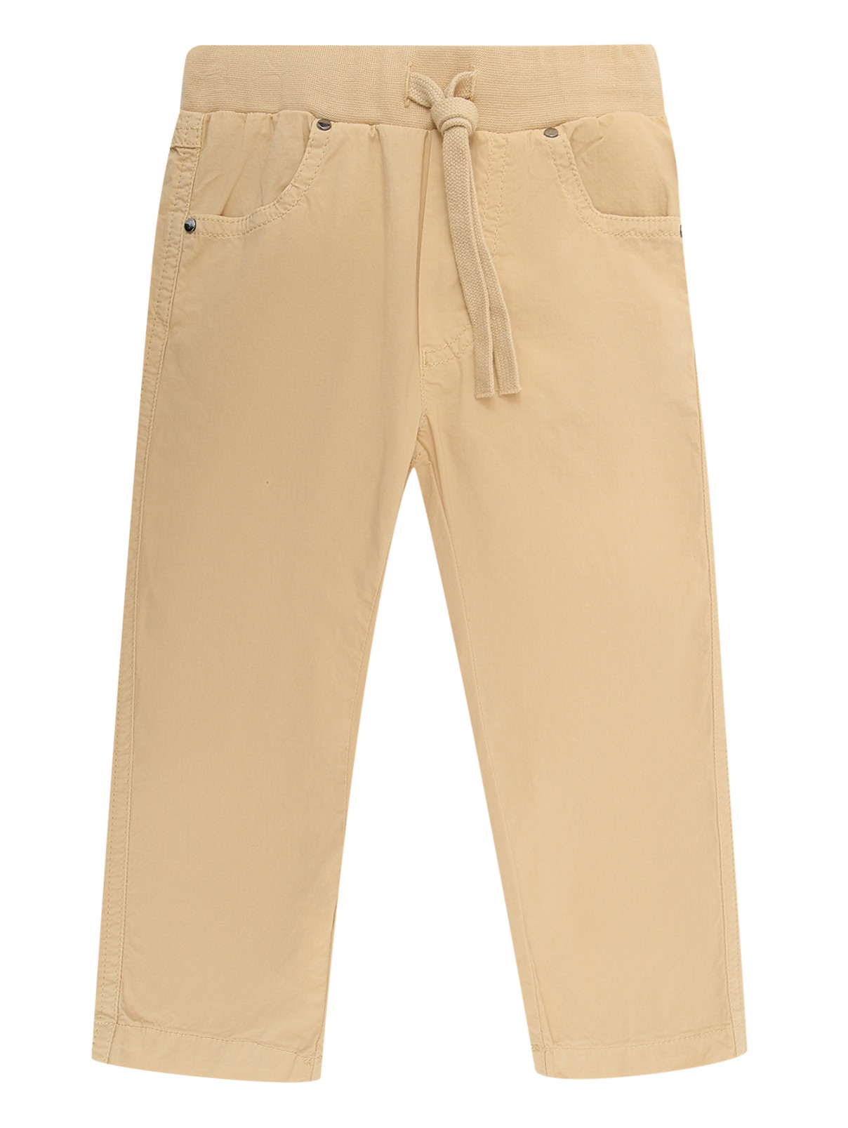 Хлопковые брюки на резинке Il Gufo  –  Общий вид  – Цвет:  Бежевый