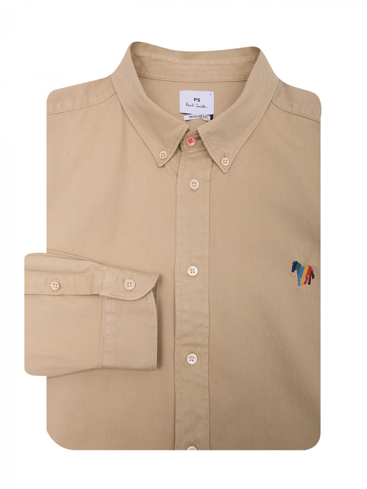 Рубашка из хлопка с вышивкой Paul Smith  –  Общий вид  – Цвет:  Бежевый