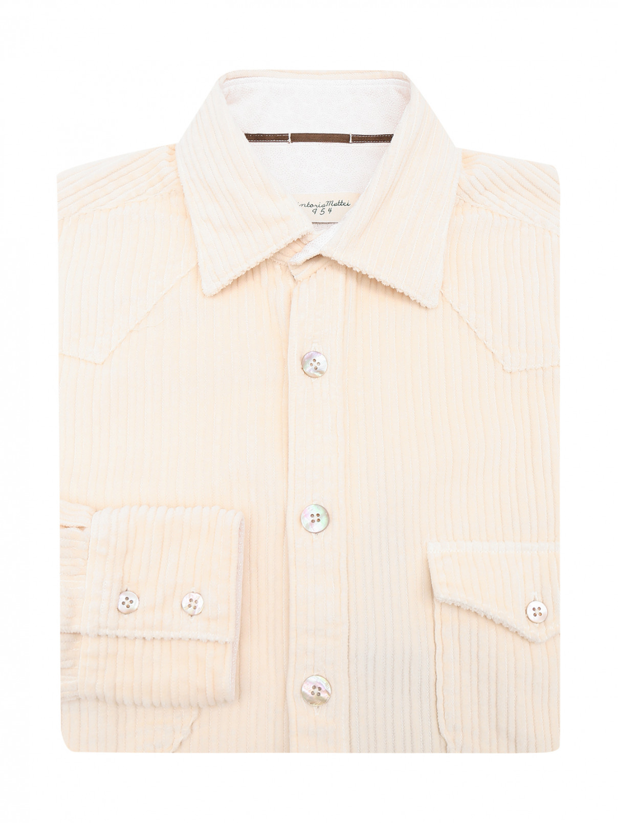 Вельветовая рубашка с накладными карманами Tintoria Mattei  –  Общий вид  – Цвет:  Белый