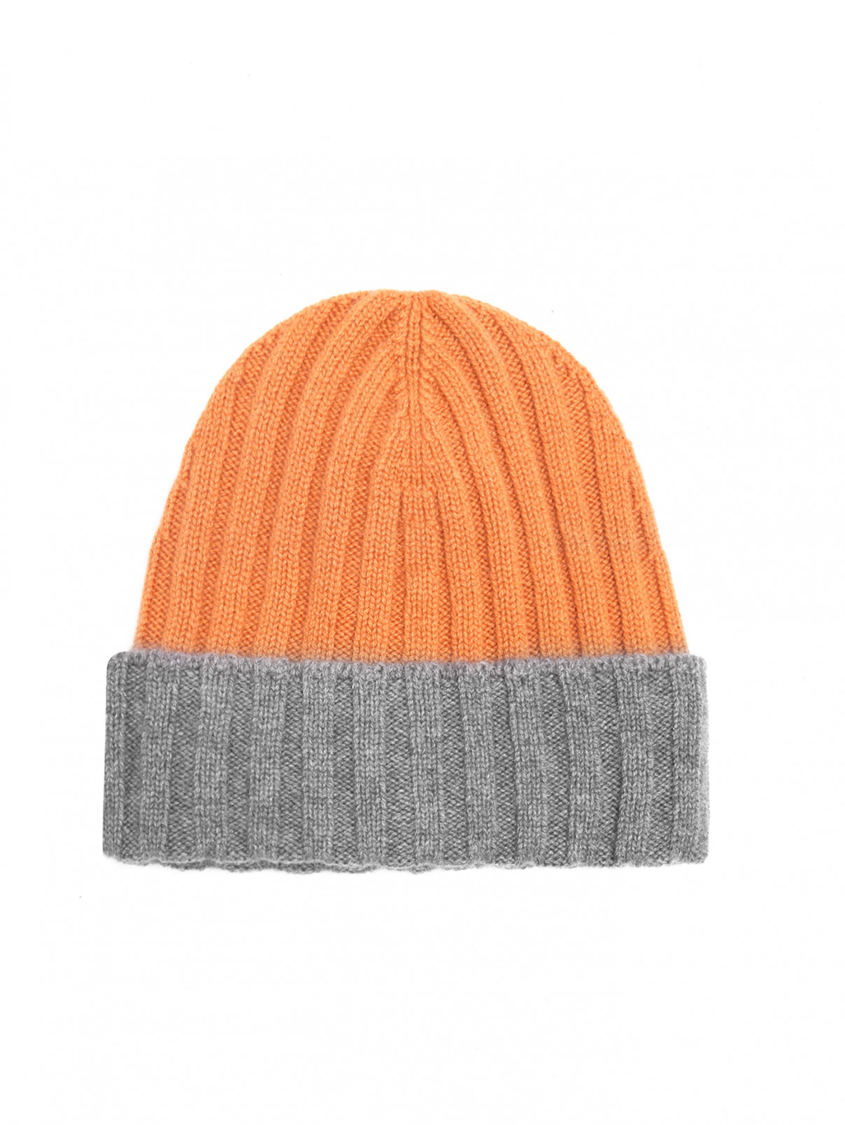 Комбинированная шапка из кашемира Gran Sasso  –  Общий вид  – Цвет:  Оранжевый