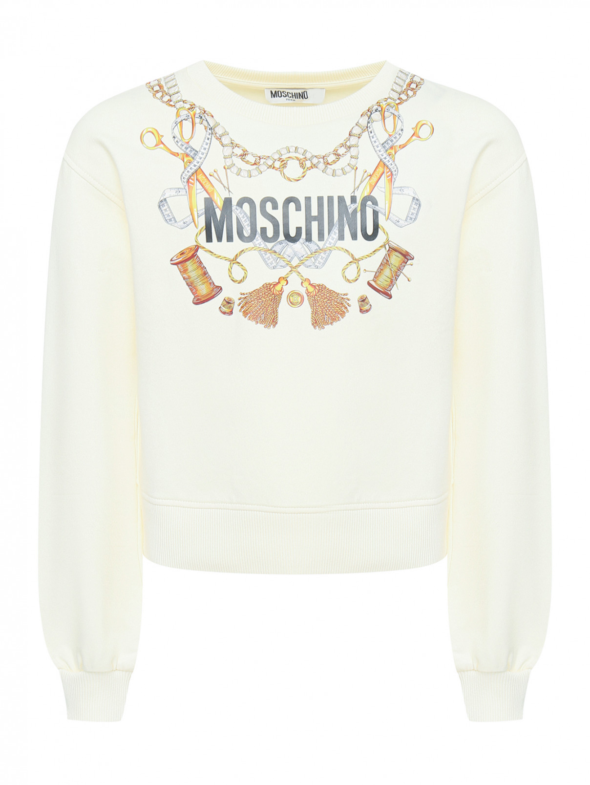 Свитшот с узором из хлопка Moschino  –  Общий вид  – Цвет:  Желтый