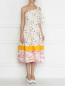 Платье из ткани с принтом ассиметричного кроя Carolina Herrera  –  МодельВерхНиз