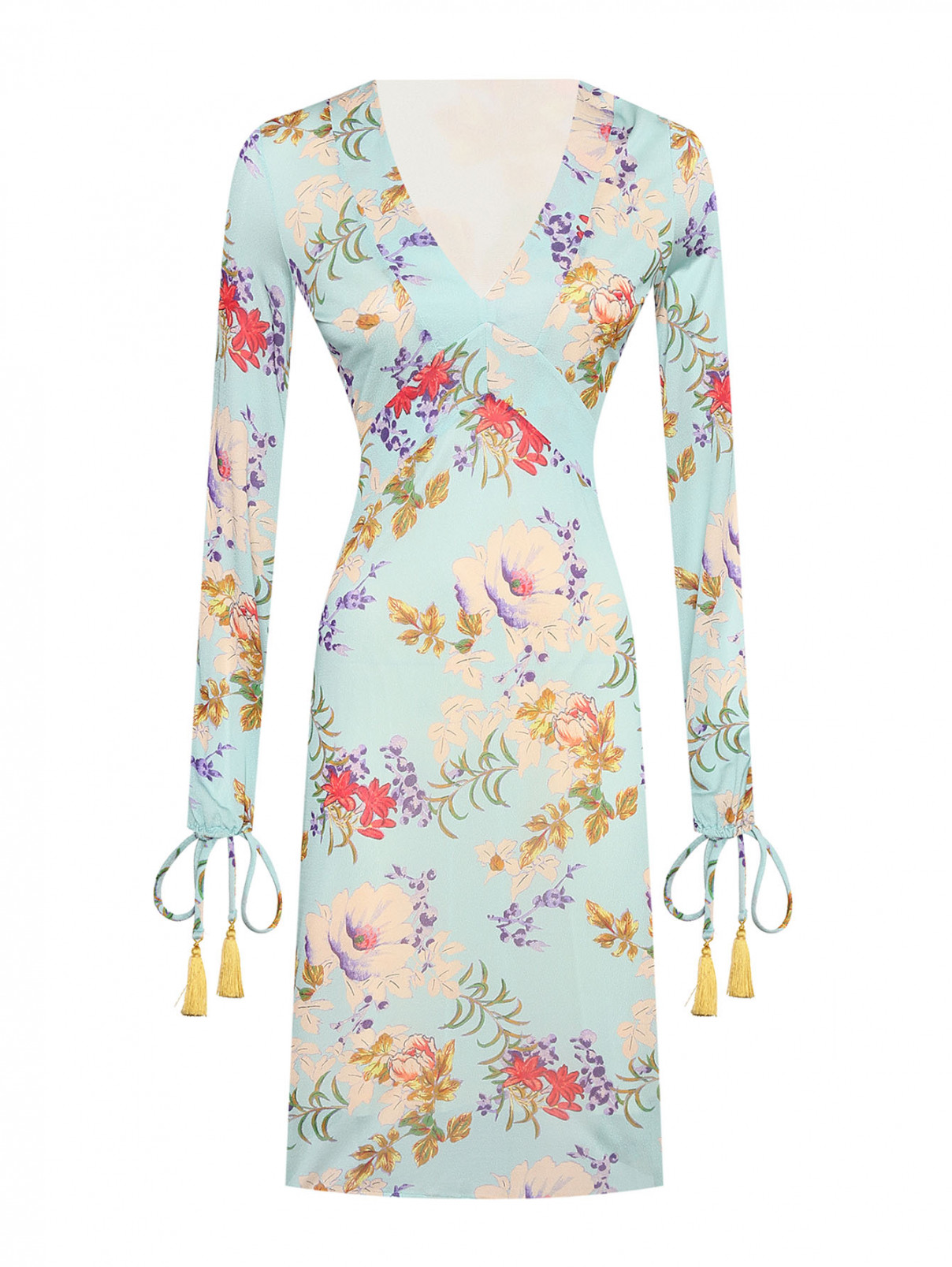 Платье из вискозы с цветочным узором Etro  –  Общий вид  – Цвет:  Синий