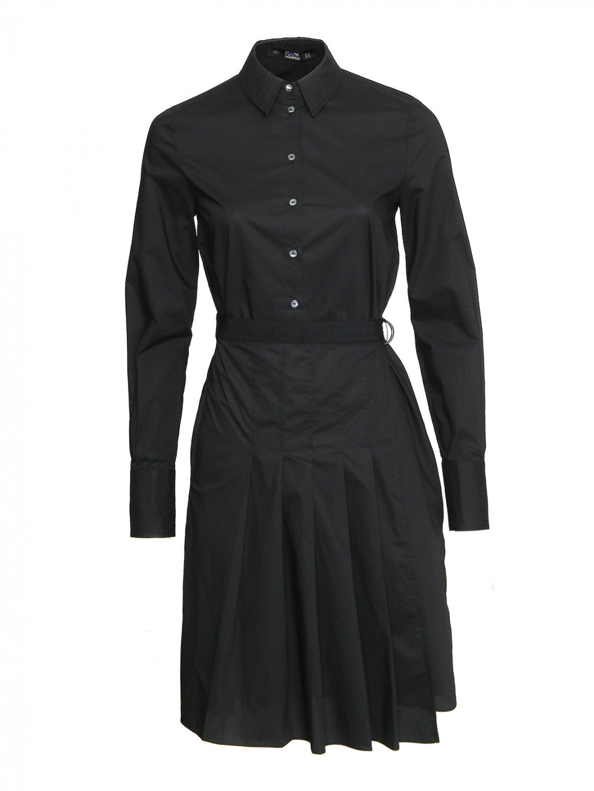 Платье-рубашка из хлопка Karl Lagerfeld  –  Общий вид  – Цвет:  Черный