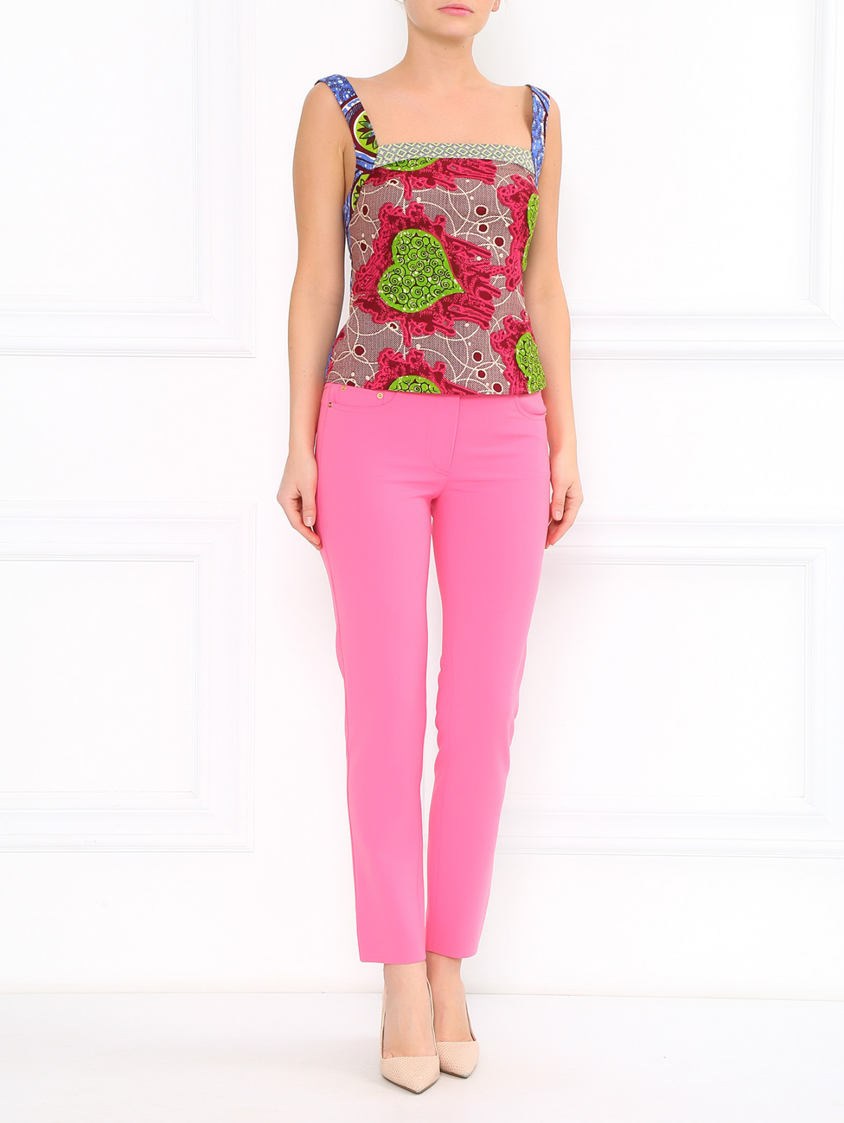Легкие зауженные брюки Moschino  –  Модель Общий вид  – Цвет:  Розовый