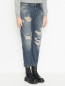 Укороченные джинсы с потертостями My Twin  –  МодельВерхНиз