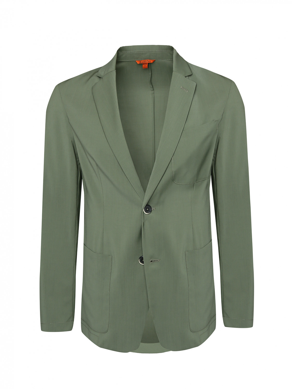 Пиджак из шерсти с карманами Barena  –  Общий вид  – Цвет:  Зеленый