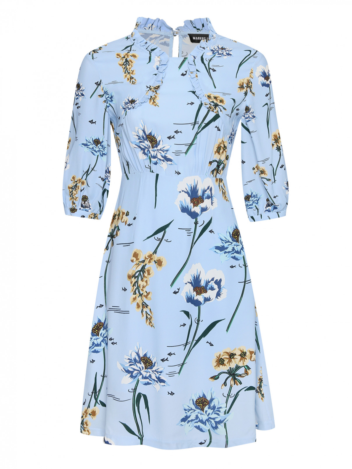 Платье с цветочным узором Markus Lupfer  –  Общий вид  – Цвет:  Синий
