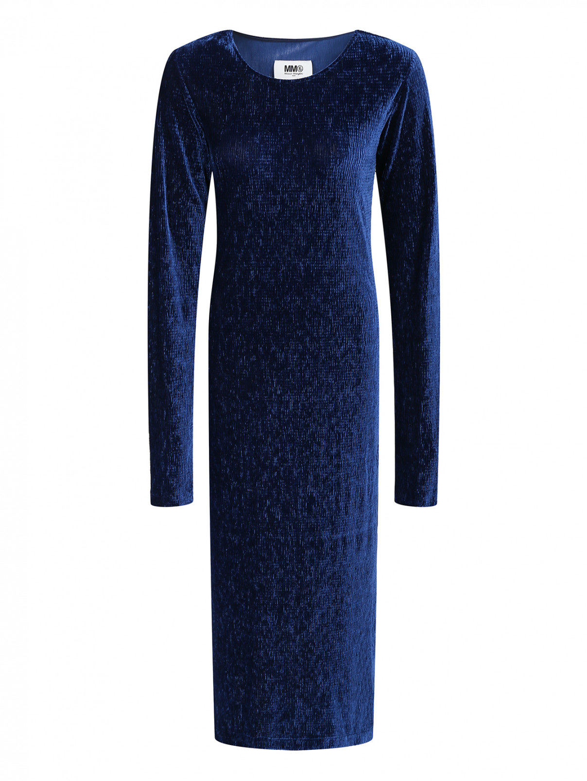 Бархатное платье свободного кроя MM6  –  Общий вид  – Цвет:  Синий