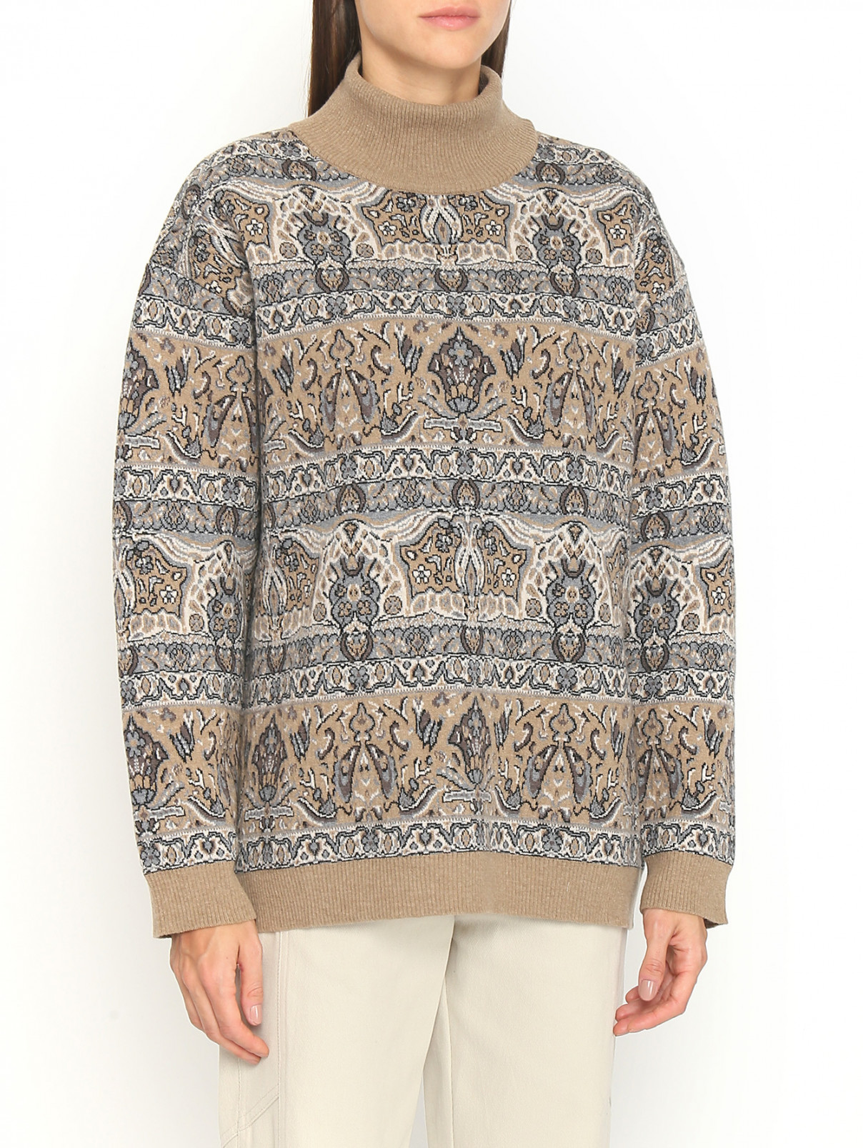 Свитер из шерсти с узором Antonio Marras  –  МодельВерхНиз  – Цвет:  Бежевый