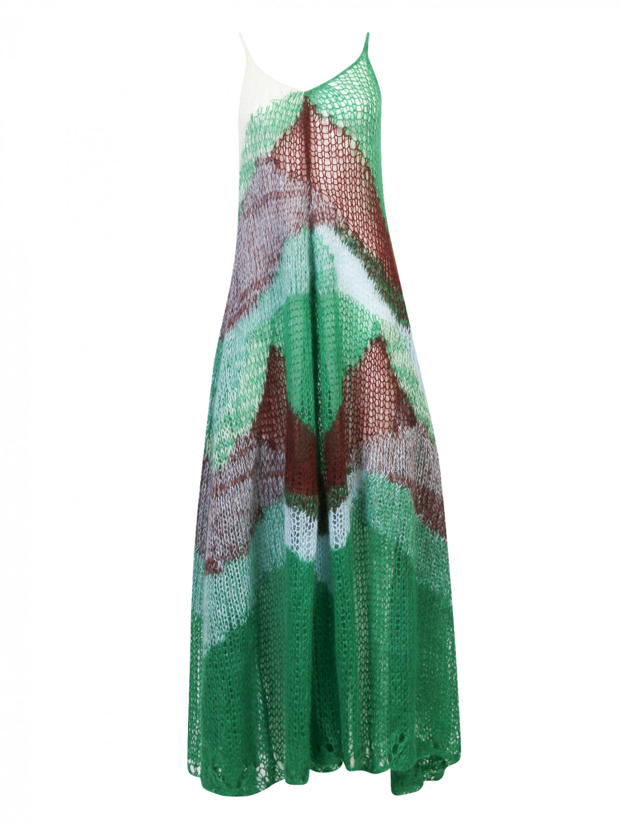 Платье из мохера с узором Jil Sander  –  Общий вид  – Цвет:  Мультиколор