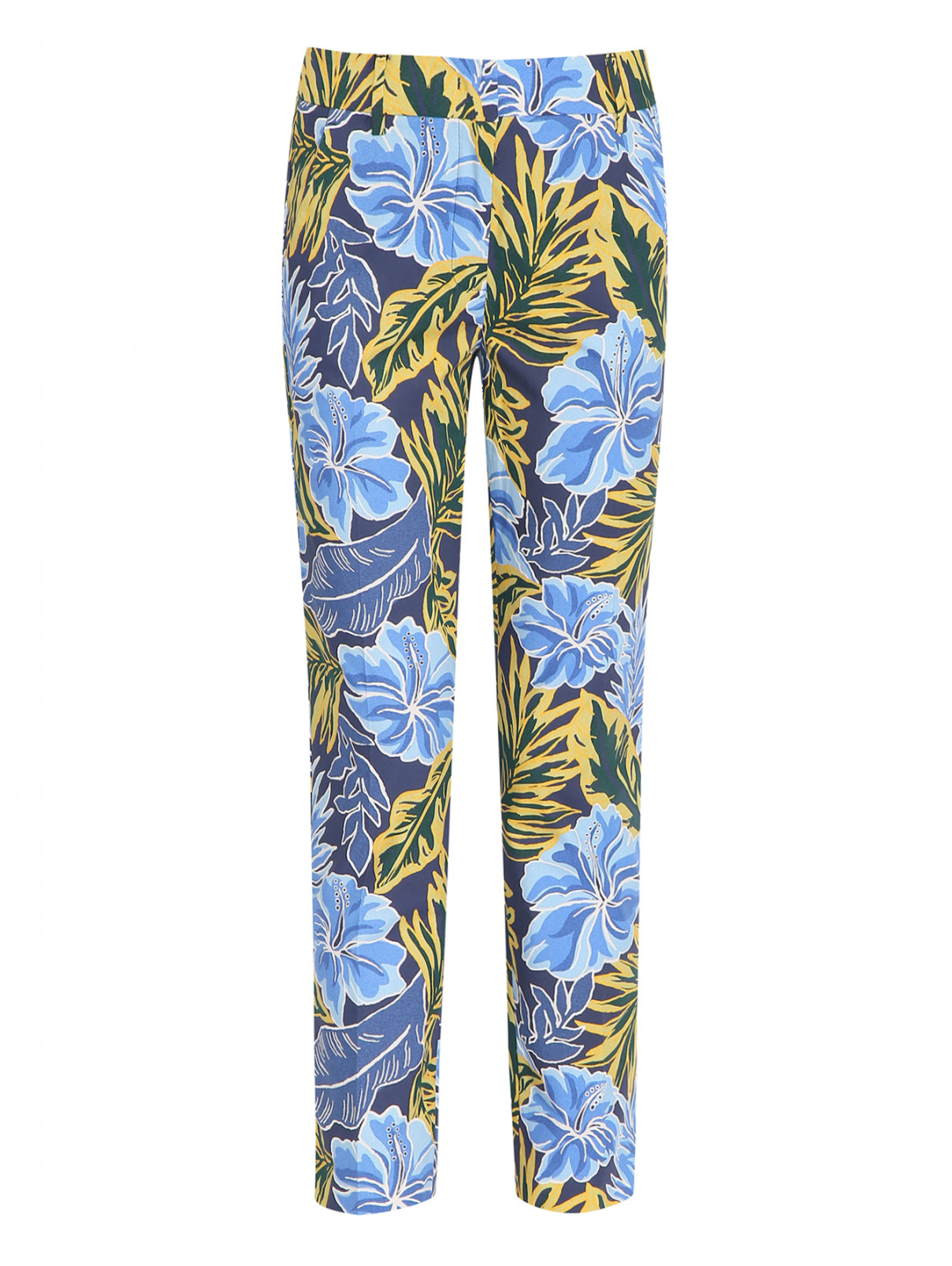 Укороченные брюки из смешанного хлопка с узором Weekend Max Mara  –  Общий вид  – Цвет:  Мультиколор