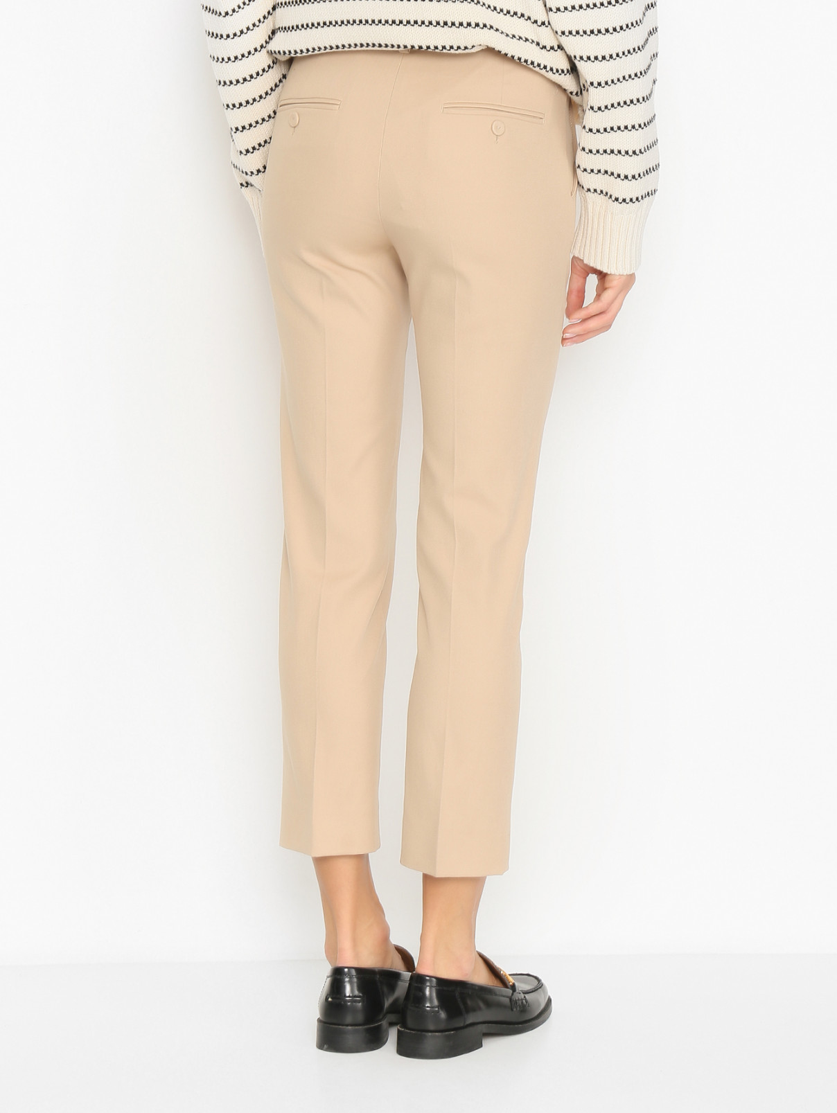 Зауженные брюки из хлопка Weekend Max Mara  –  МодельВерхНиз1  – Цвет:  Бежевый