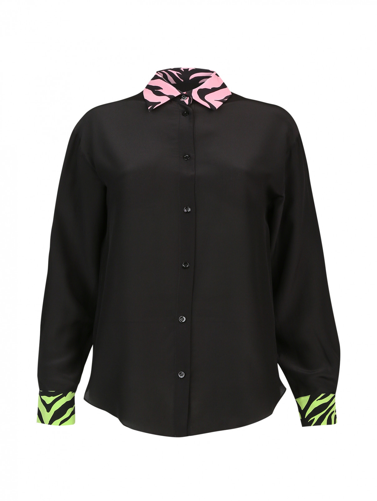 Шелковая блуза с отделкой Moschino Cheap&Chic  –  Общий вид  – Цвет:  Узор
