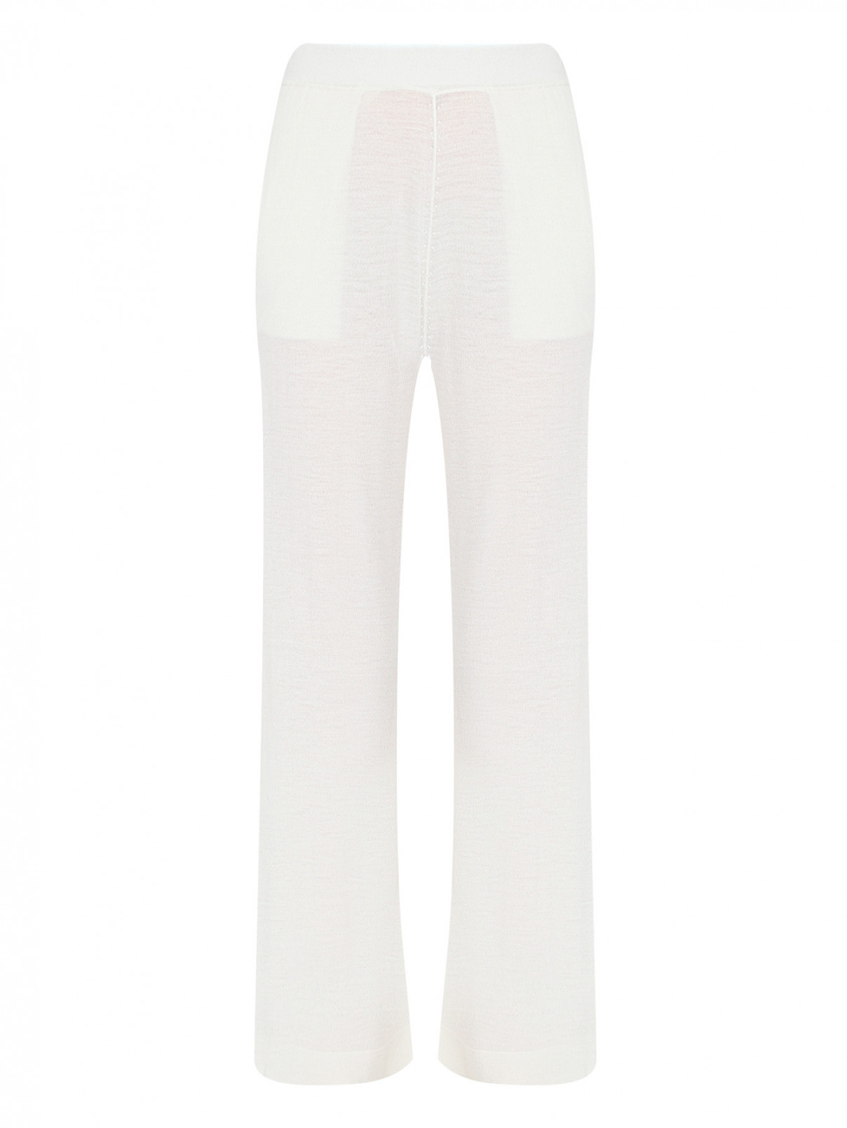 Трикотажные брюки из шерсти на резинке Allude  –  Общий вид  – Цвет:  Белый