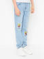 Хлопковые джинсы с аппликацией Stella McCartney kids  –  МодельВерхНиз