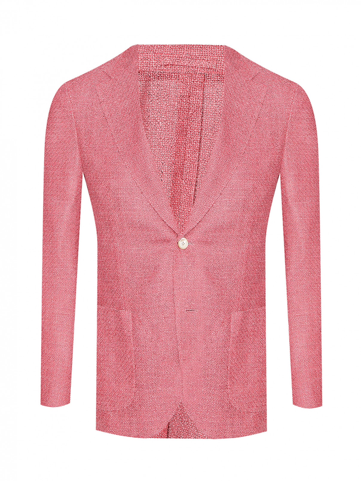 Однобортный пиджак из шерсти и шелка LARDINI  –  Общий вид  – Цвет:  Красный