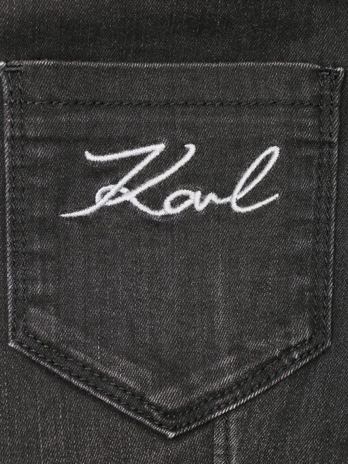 Рубашка из денима с карманом Karl Lagerfeld Denim  –  Деталь  – Цвет:  Черный
