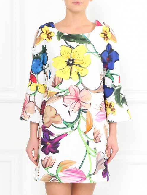 Платье из хлопка с цветочным узором и боковыми карманами Dondup - Модель Верх-Низ