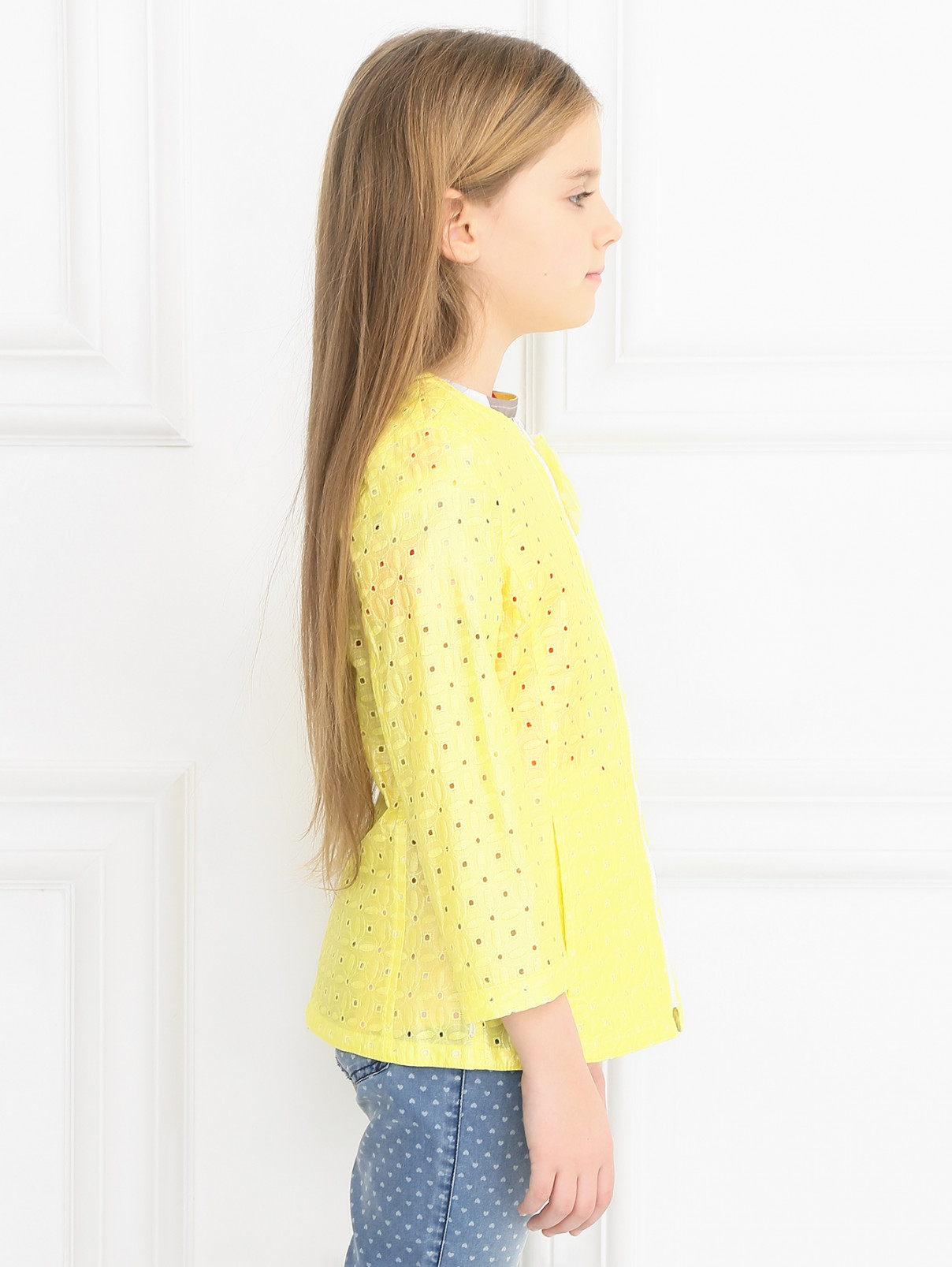Жакет из фактурного хлопка с цветком Simonetta  –  МодельВерхНиз2  – Цвет:  Желтый