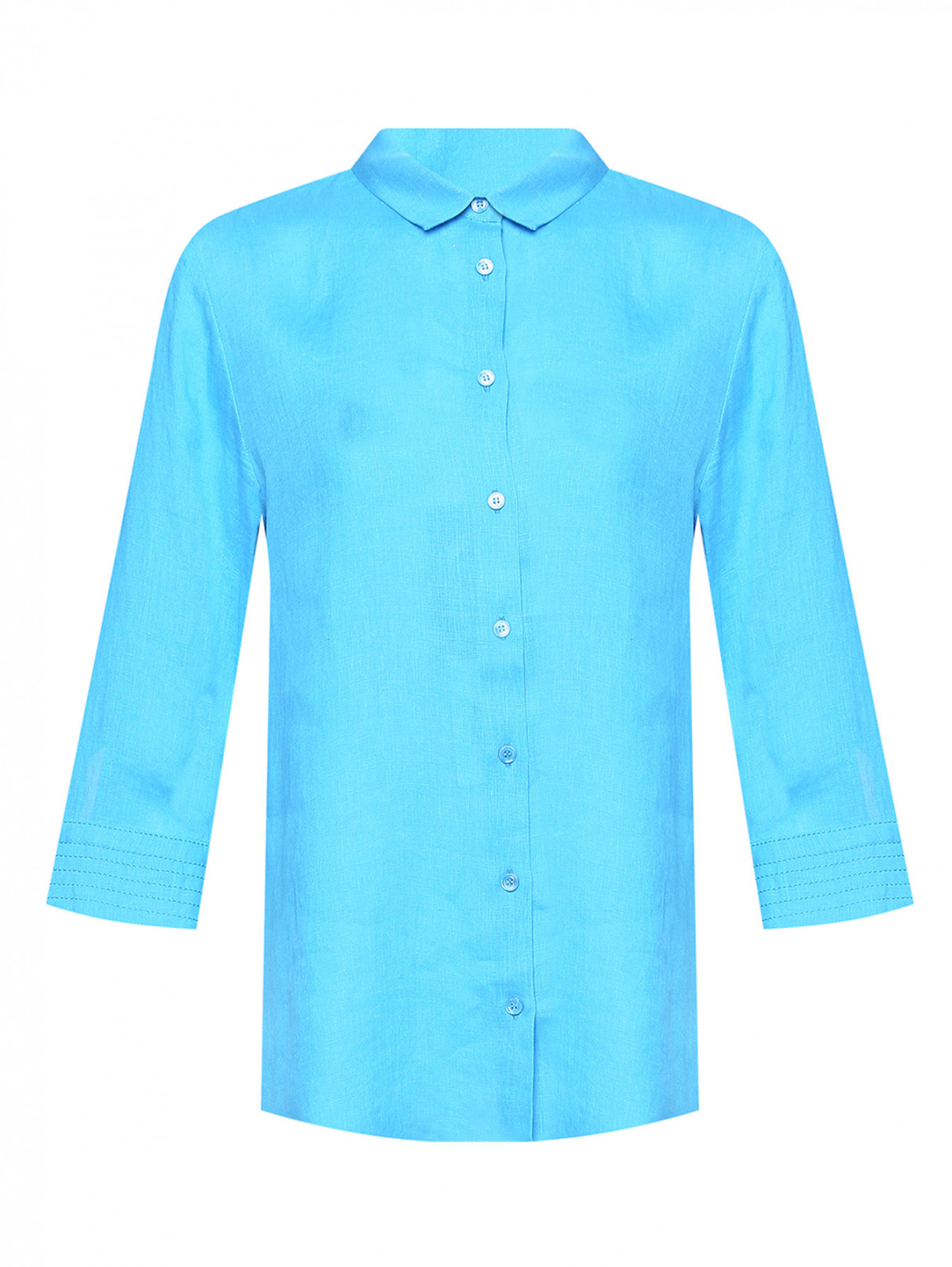 Блуза из льна свободного кроя Marina Rinaldi  –  Общий вид  – Цвет:  Синий