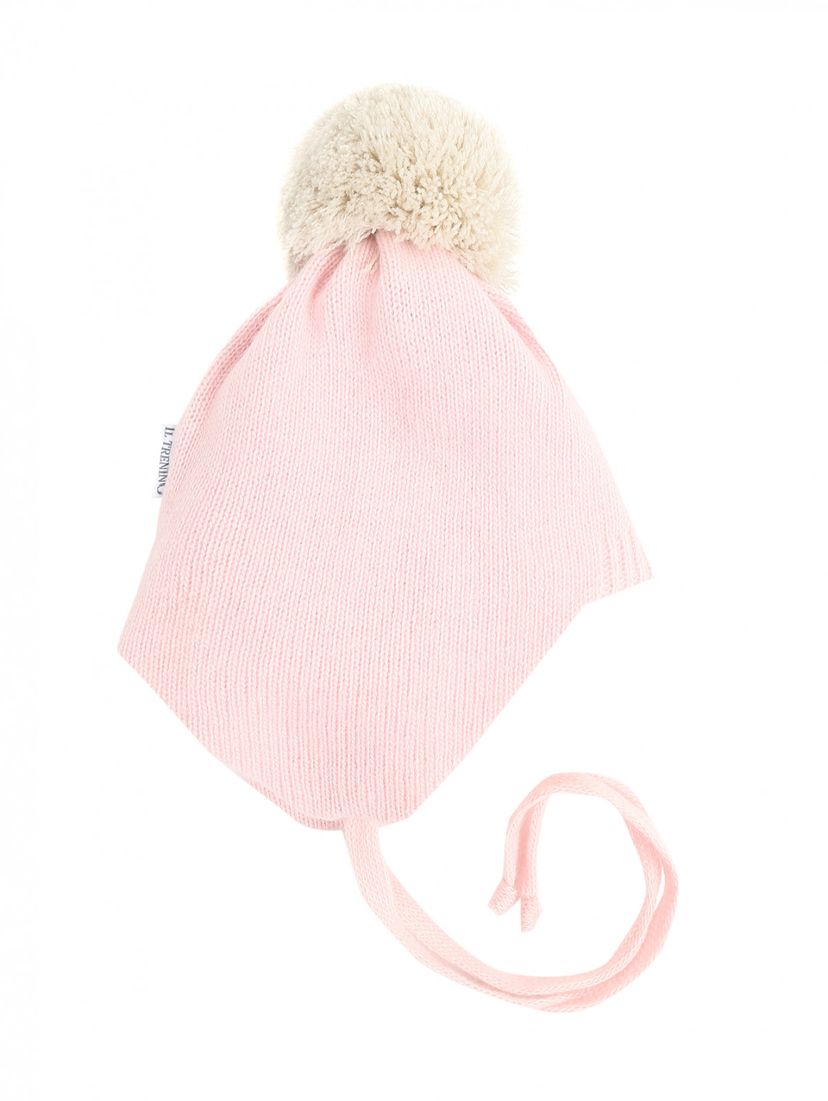 Шапка из шерсти с помпоном IL Trenino  –  Общий вид  – Цвет:  Розовый