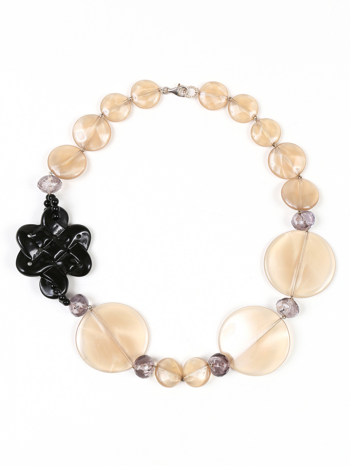 Ожерелье из бусин с декоративной розой Armani Collezioni  –  Общий вид  – Цвет:  Черный