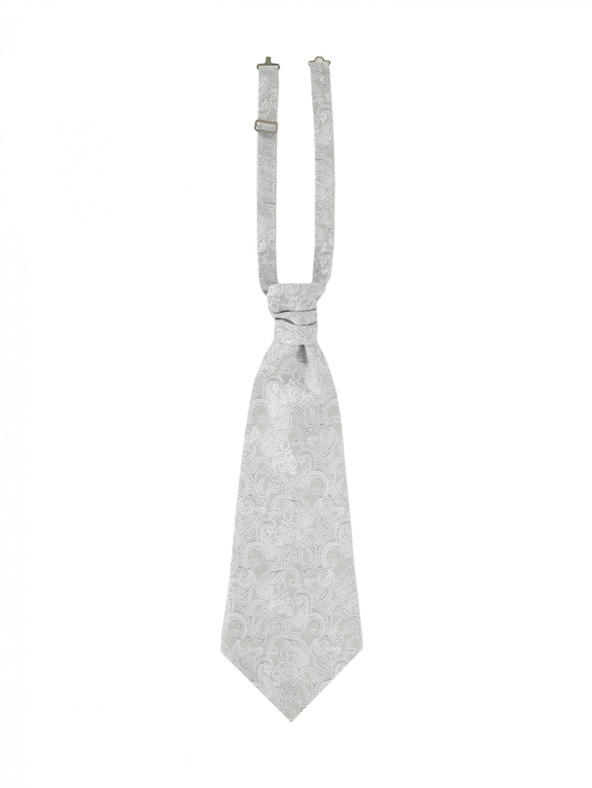Галстук из шелка с узором Luigi Bianchi Mantova  –  Общий вид  – Цвет:  Серый