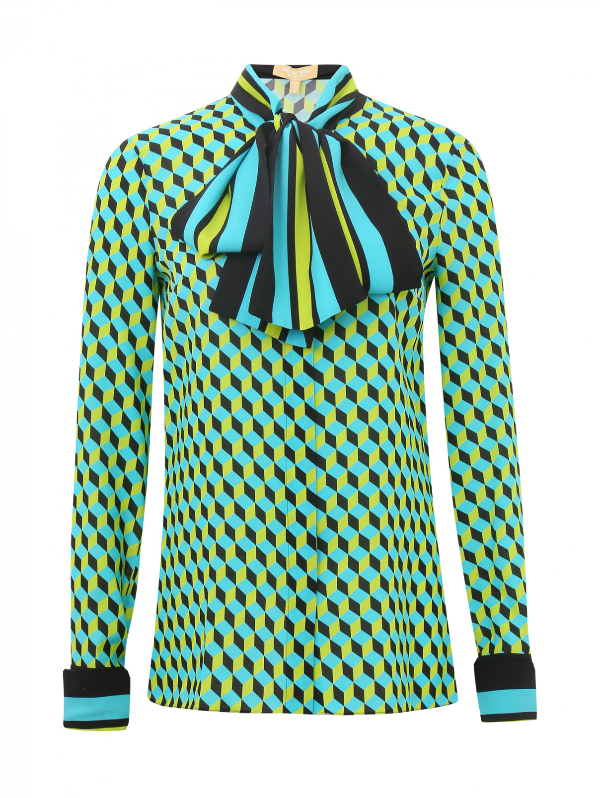 Блуза из шелка с узором Michael Kors  –  Общий вид  – Цвет:  Узор