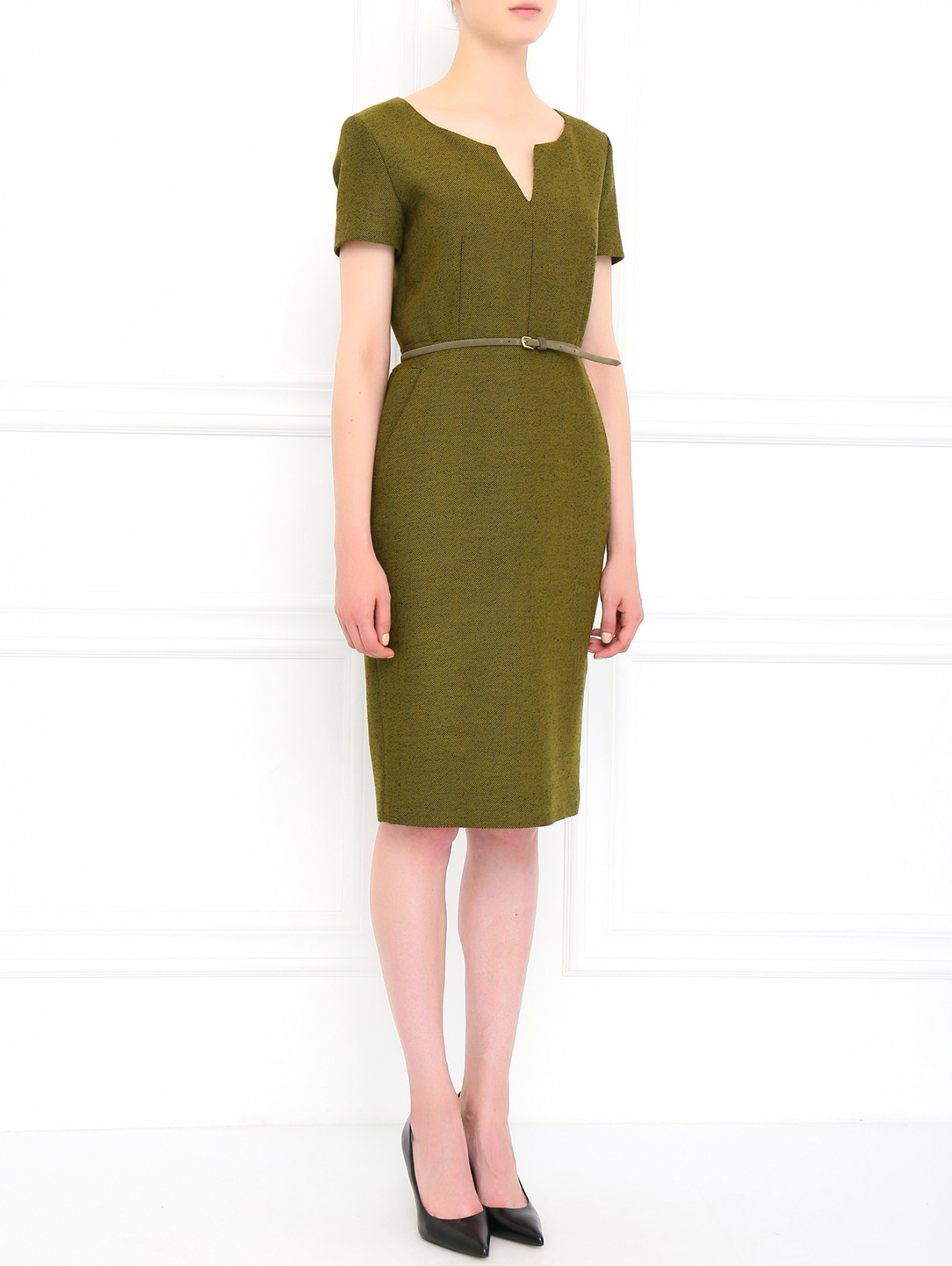 Платье-из шерсти и шелка с двумя боковыми карманами Max Mara  –  Модель Общий вид  – Цвет:  Зеленый