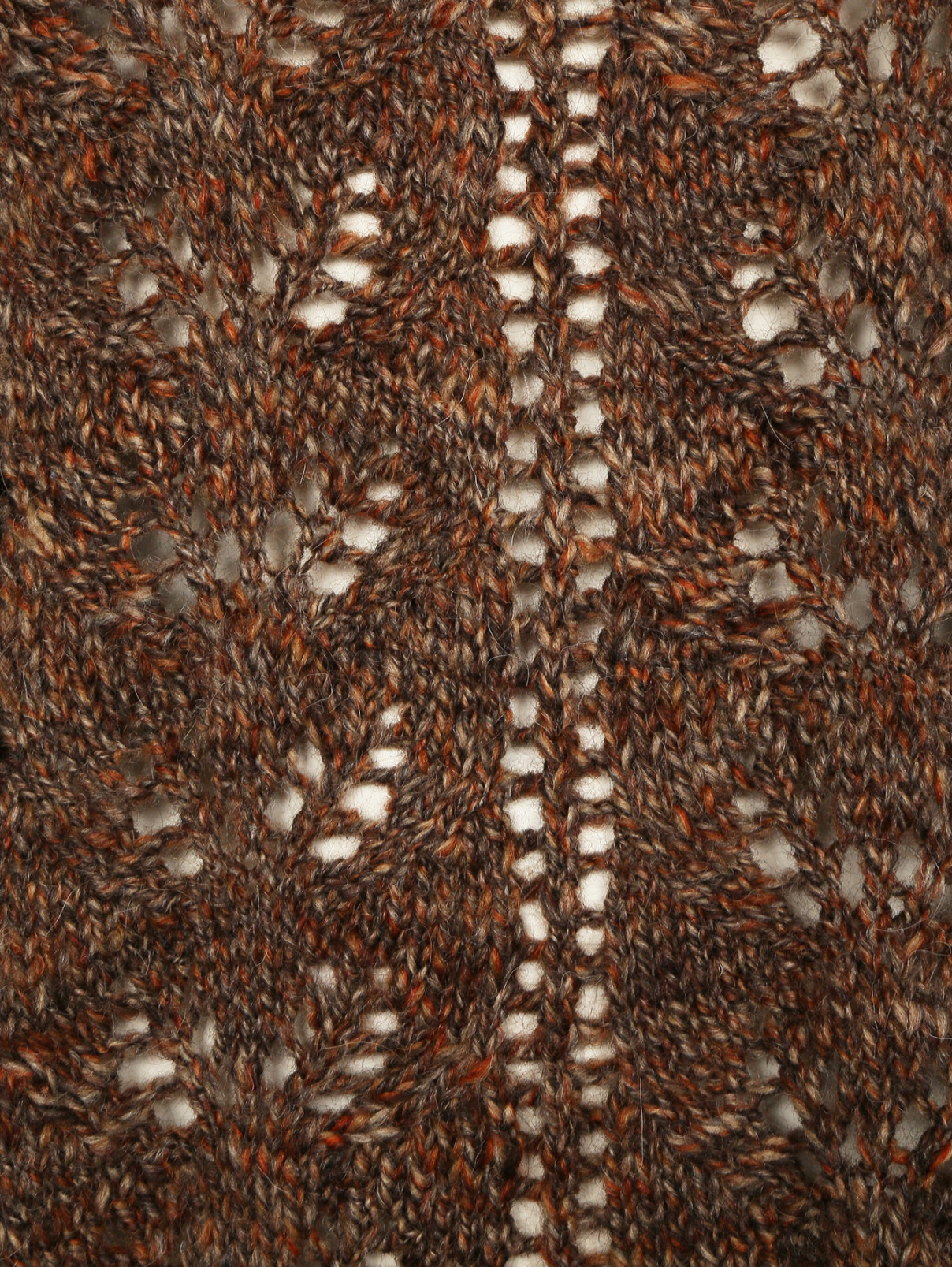 Трикотажное пончо из шерсти крупной вязки Alberta Ferretti  –  Деталь1  – Цвет:  Коричневый