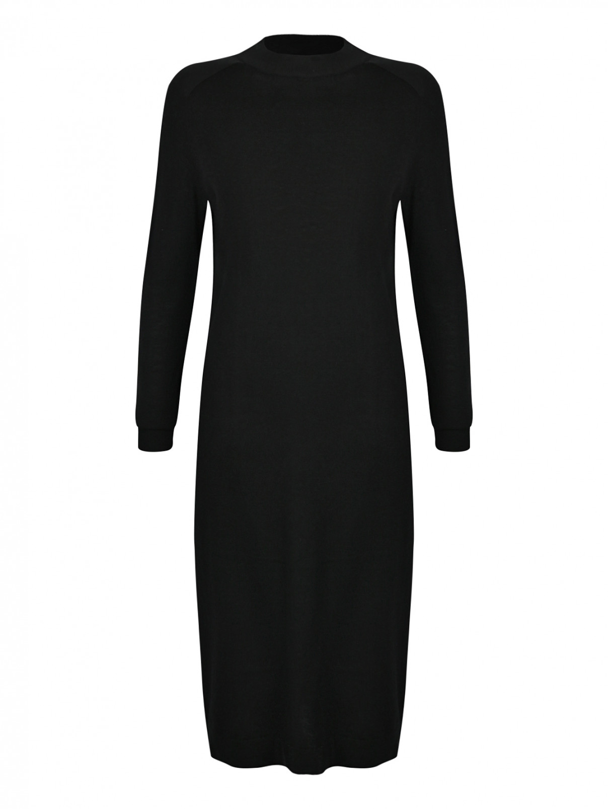 Платье из шелка и шерсти мелкой вязки Weekend Max Mara  –  Общий вид  – Цвет:  Черный