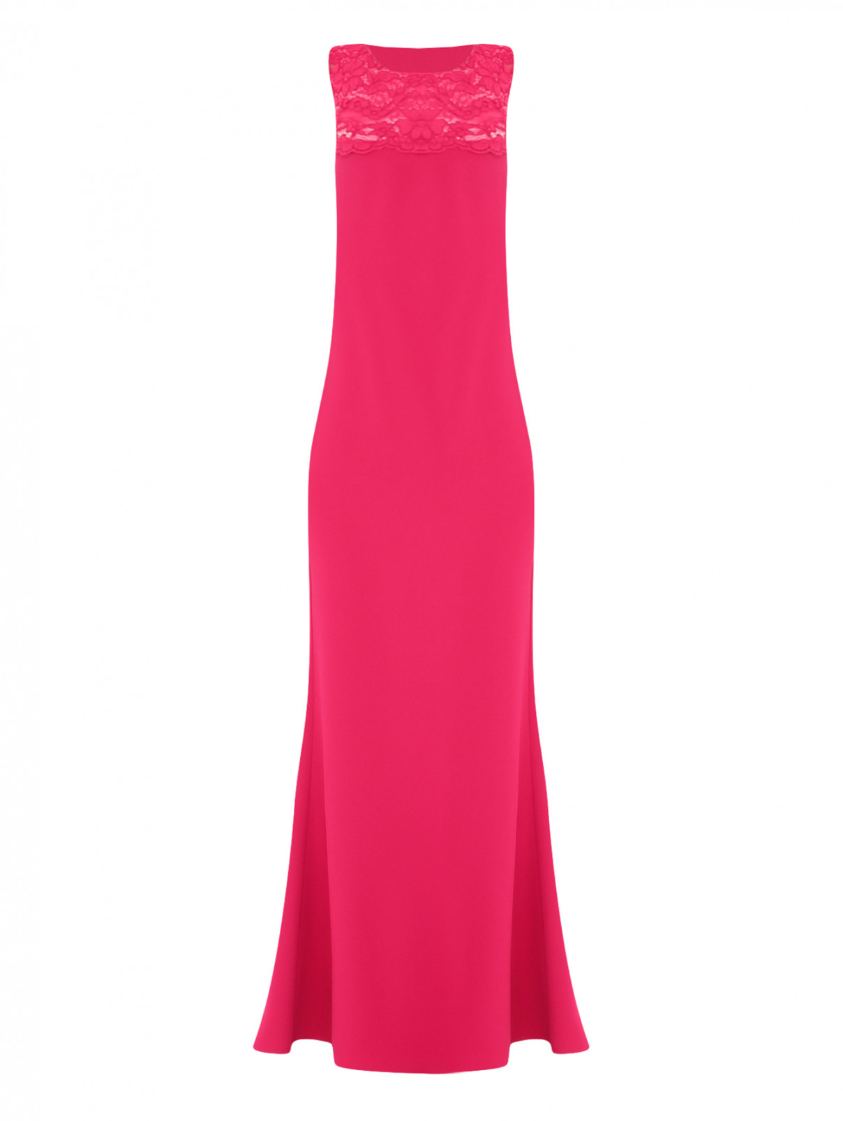 Платье-макси с кружевной отделкой Marina Rinaldi  –  Общий вид  – Цвет:  Розовый