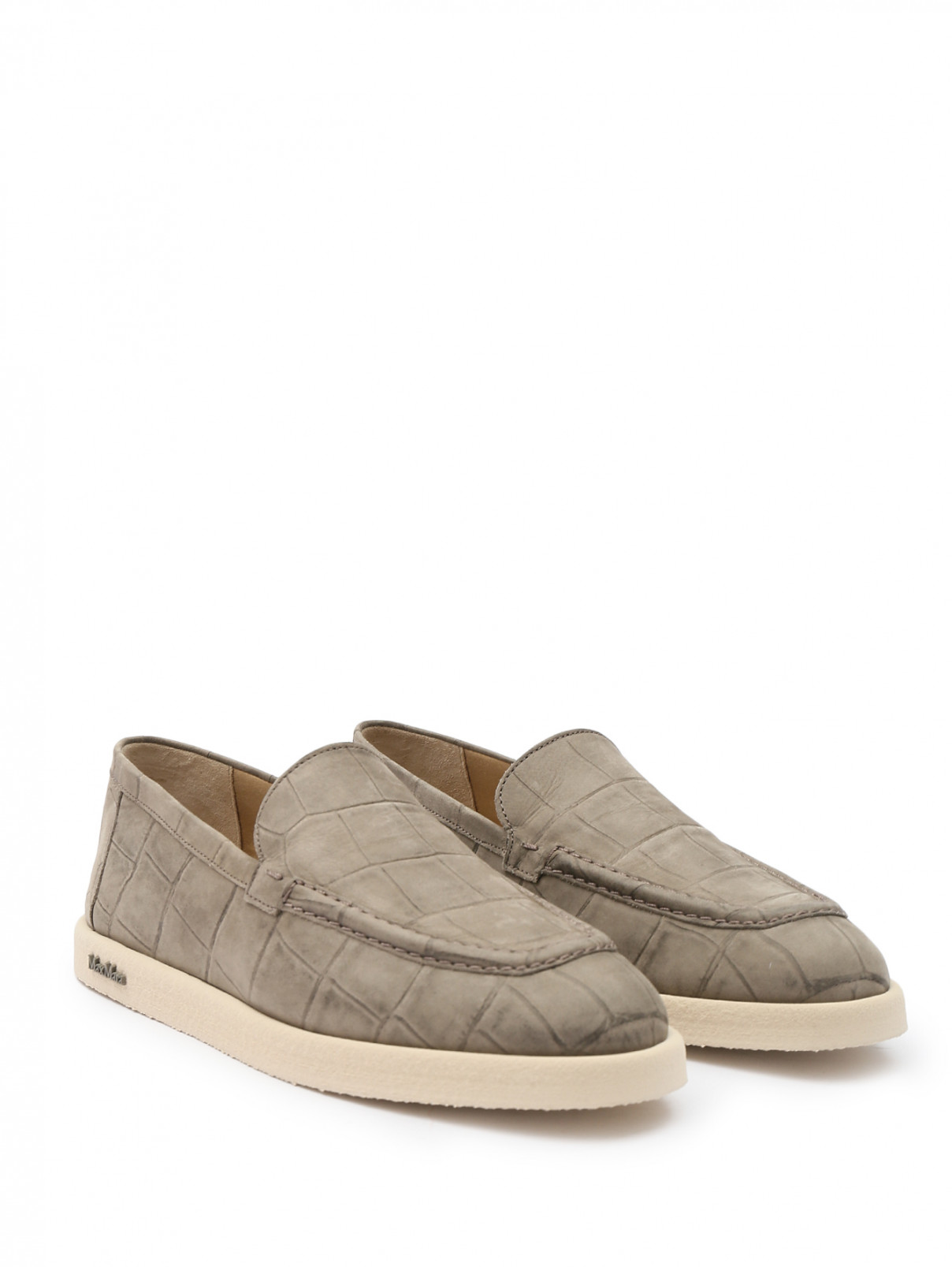 Лоферы из кожи Max Mara  –  Общий вид  – Цвет:  Серый