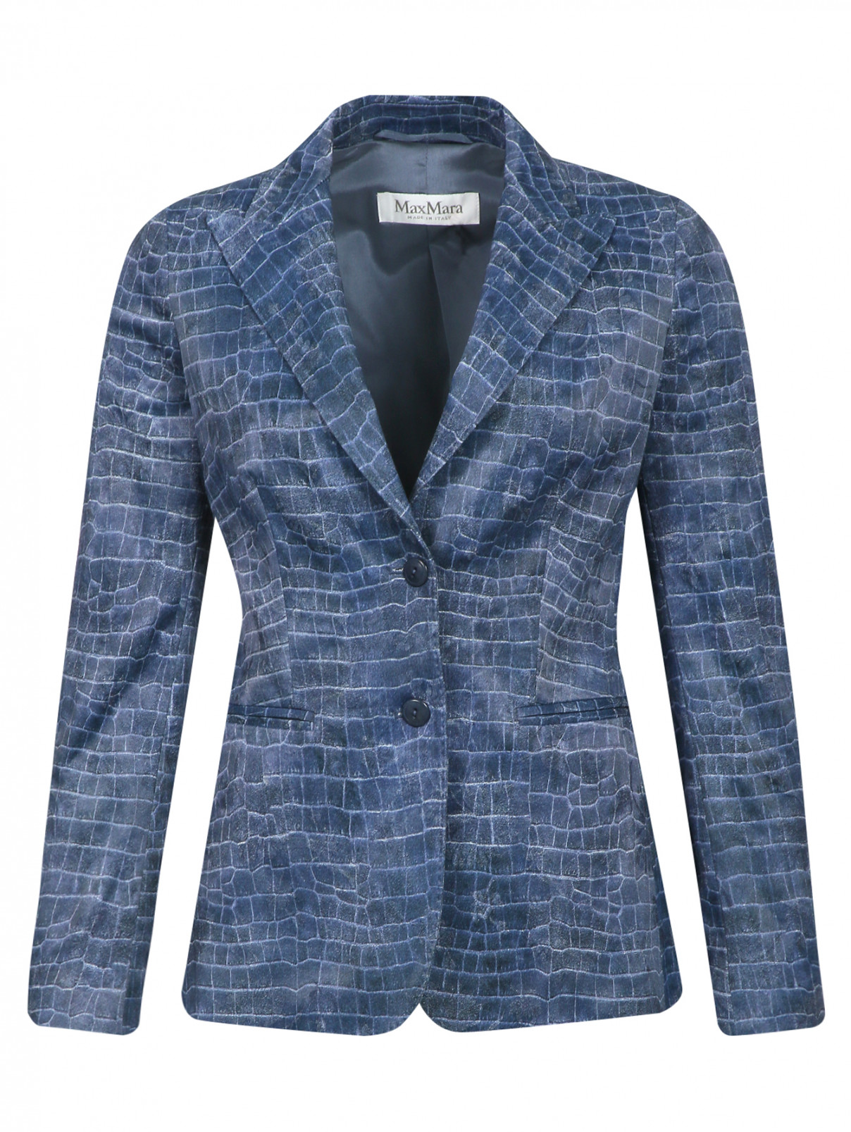 Пиджак из хлопка с узором Max Mara  –  Общий вид  – Цвет:  Синий