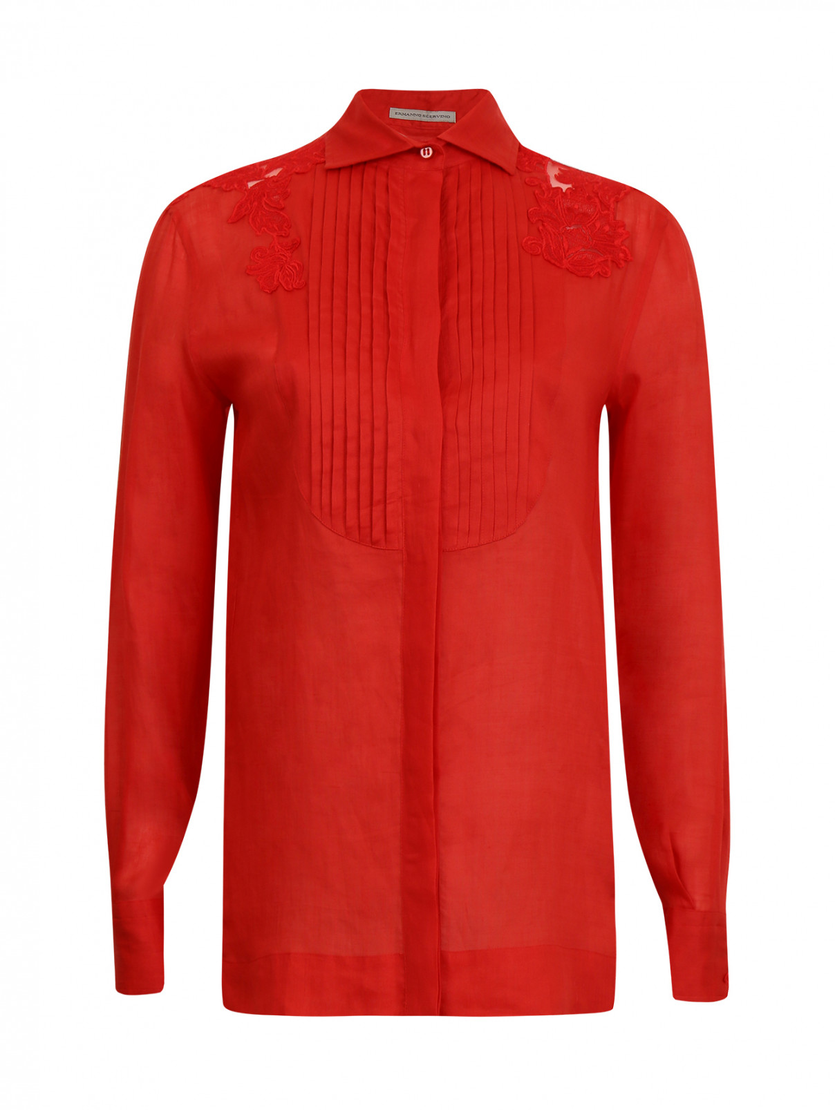 Блуза с отделкой из кружева Ermanno Scervino  –  Общий вид  – Цвет:  Красный