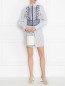 Платье-мини из льна декорированное вышивкой Ermanno Scervino  –  МодельОбщийВид